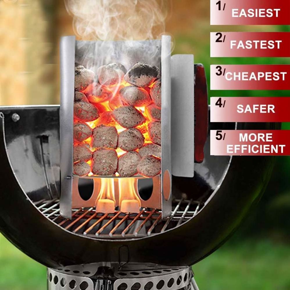 Charcoal Chimney Starter Stainless Steel BBQ Fire Starter BBQ Accessories