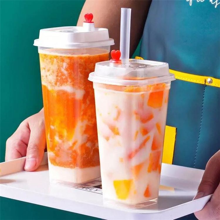 Hot Sale Disposable Clear Lemonade Cups 600Ml Fruit Milk Boba Bubble Tea Juice Plastic Cups Containers With Lids