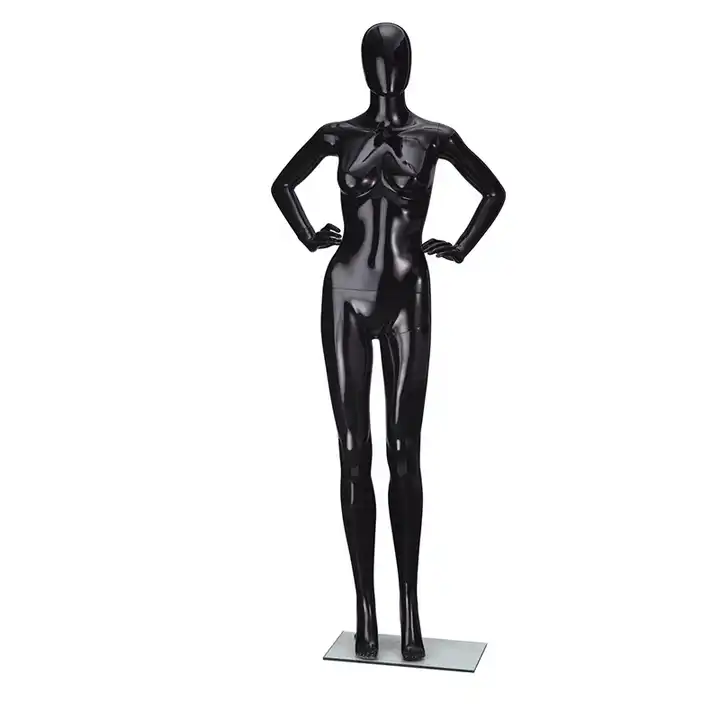 Fashionable abstract glossy black female full body business mannequins Cheap female mannequin dress form