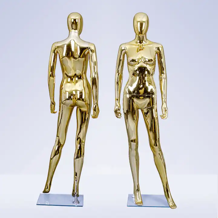 Fashion Golden Chrome female mannequin with stand wedding dress Models