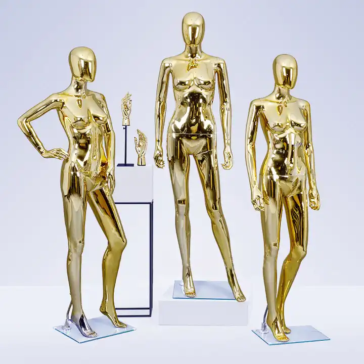 Fashion Golden Chrome female mannequin with stand wedding dress Models