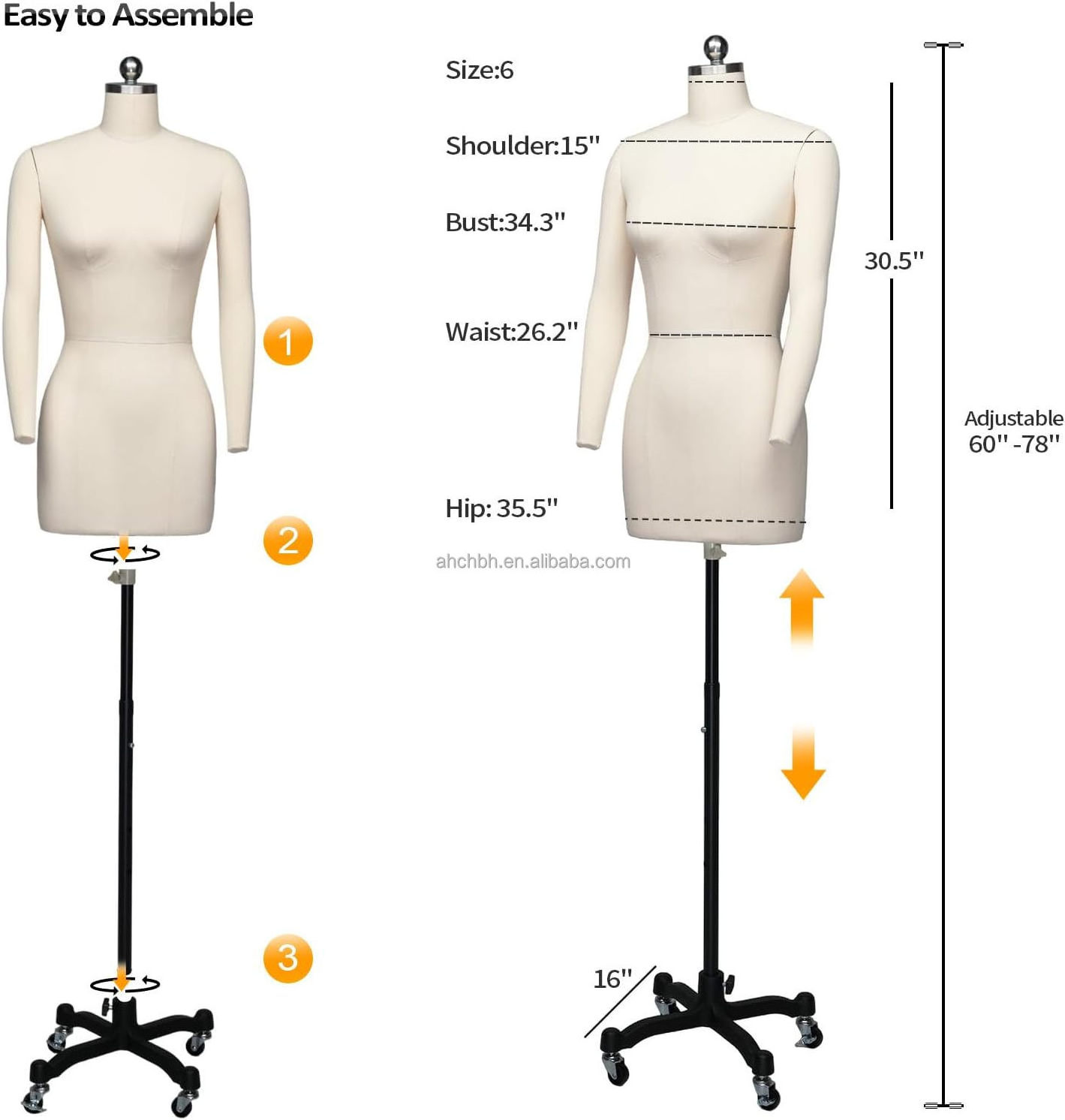 Female Dress Form Mannequin Torso Dress Forms for Sewing rotatable Adjustable Mannequin Body Tailors Dummy Torso with Brake