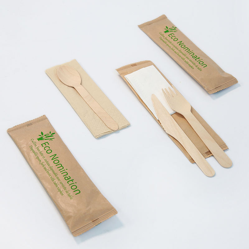 Wholesales Customized Package Bamboo Cutlery Set Wooden Spoon Knife Disposable Bamboo Fork