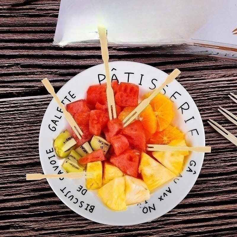 Custom Hot Sale High Quality Hot Resistant Mini Disposable Bamboo Wood Cutlery Sets Dessert Fruit Fork