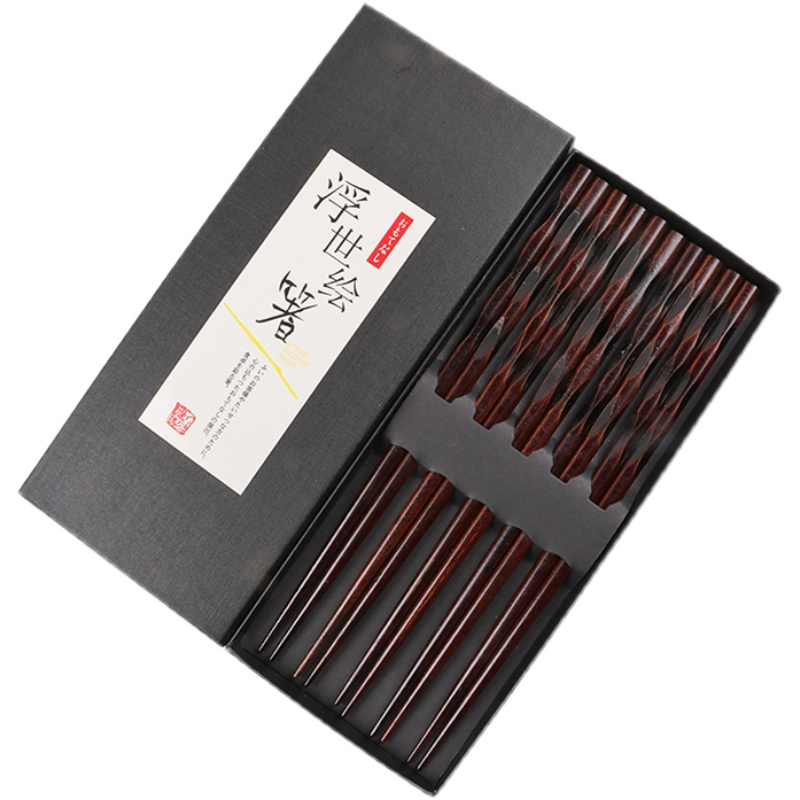 Natural chopsticks family gift cooking wooden chopsticks black mildew-proof high-grade solid wood chopstick