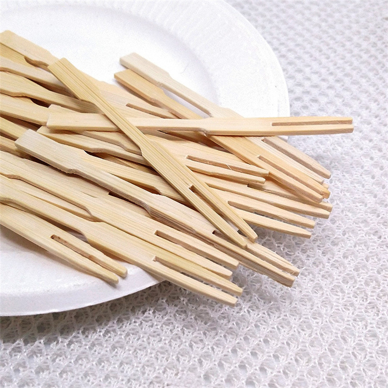 Custom Hot Sale High Quality Hot Resistant Mini Disposable Bamboo Wood Cutlery Sets Dessert Fruit Fork