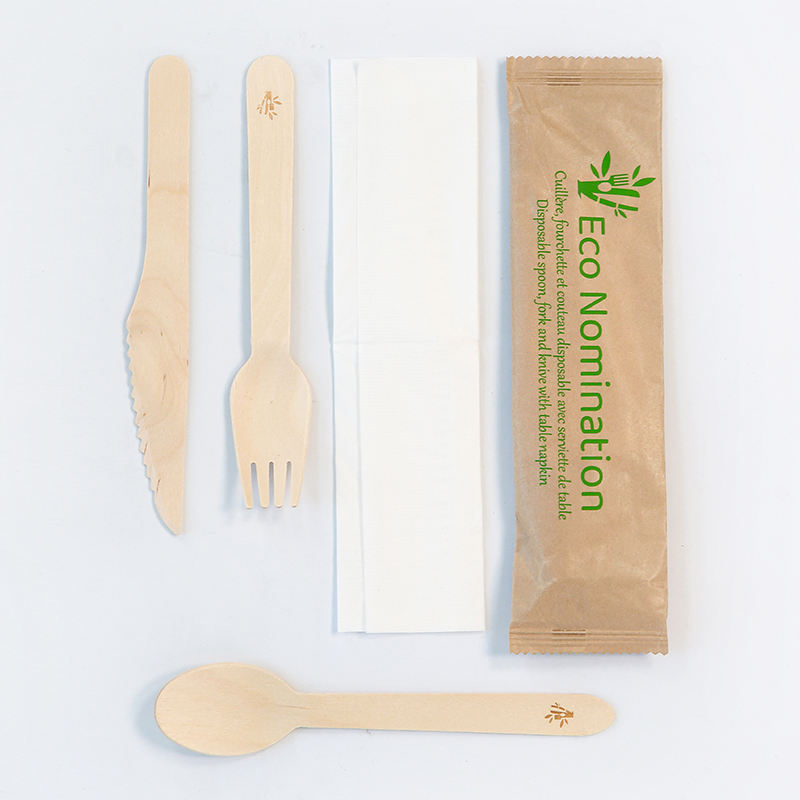 Wholesales Customized Package Bamboo Cutlery Set Wooden Spoon Knife Disposable Bamboo Fork