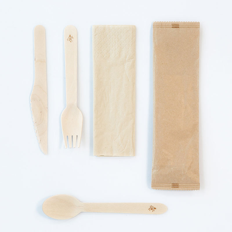 Wholesales Customized Package Bamboo Cutlery Set Wooden Spoon Knife Disposable Bamboo Fork