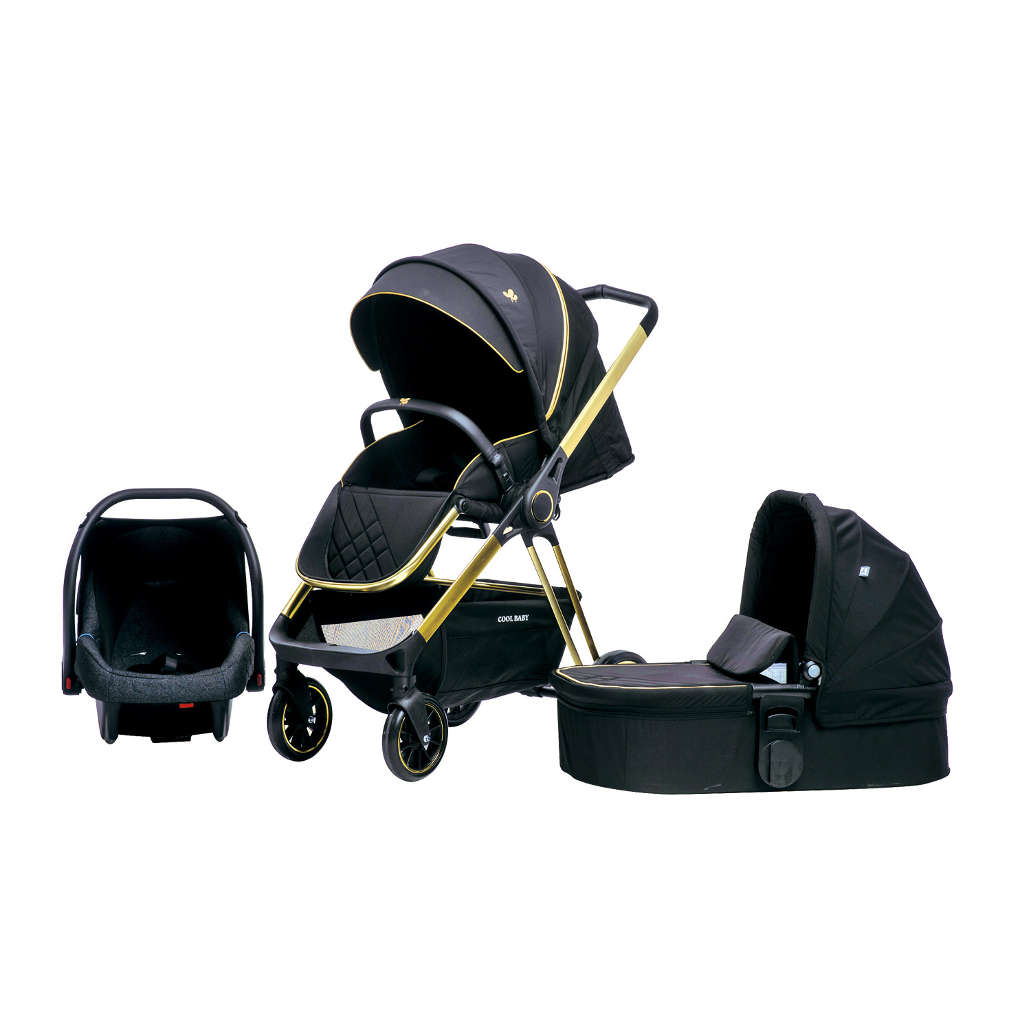 3 IN 1 Car Seat Stroller Baby Carriage Basket Portable Travel System Stroller with Safety Seat