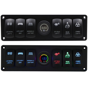 Universal 6 Gang Rocker Switch Panel  DC 12V/24V  Led Light Indicator Automotive Marine Boat