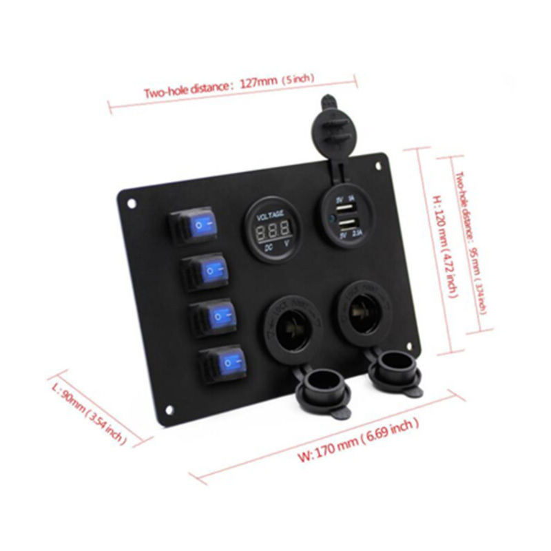 New product 12V-24V DC 4 Gang on off switch 3.1A dual usb charger Marine boat rocker switch panel