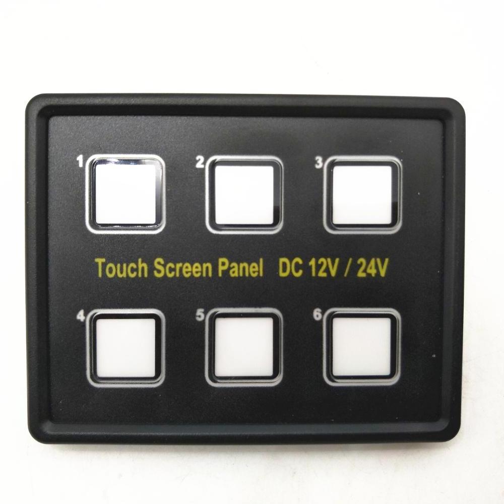 touch panel switch 6 gang touch switch panel 12v for light control electric appliance control on car marine boat truck RV