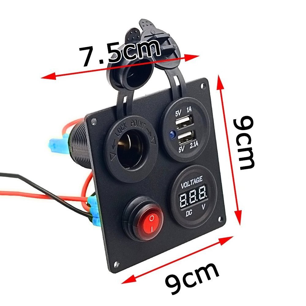 12V ON-OFF Button Switch 3.1A Dual USB Charger Four Hole car switch panel for Marine Truck Motorcycle boat