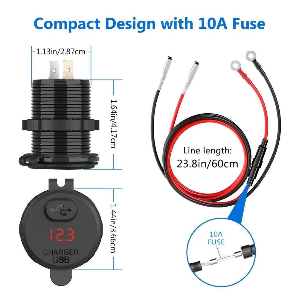 12 volt switch On Off Waterproof volt meter Ship Car UTV Quick Charge Single Port USB car charger qc 3.0