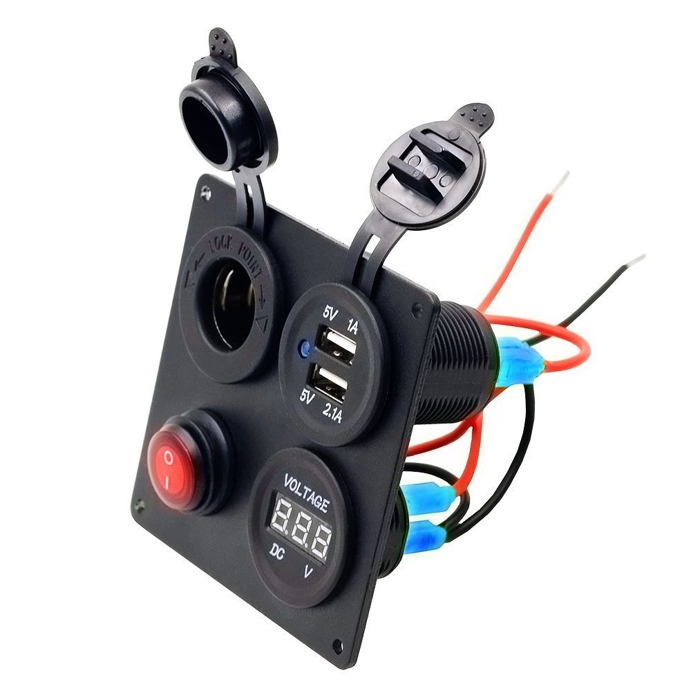 12V ON-OFF Button Switch 3.1A Dual USB Charger Four Hole car switch panel for Marine Truck Motorcycle boat