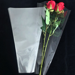 Customized Clear OPP Plastic Flower Packaging Bag Wrapping Bag Single Rose Flower Sleeve