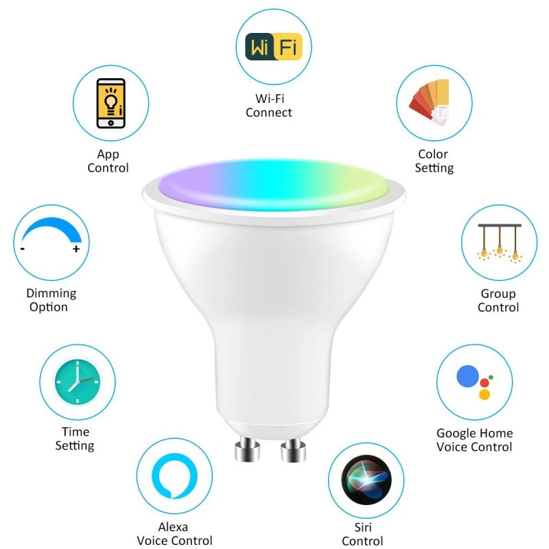 GU10 Smart Led Bulb RGB Dimmable WIFI Smart Spot Light Compatible With Tuya Smart APP/Google Home/Alexa