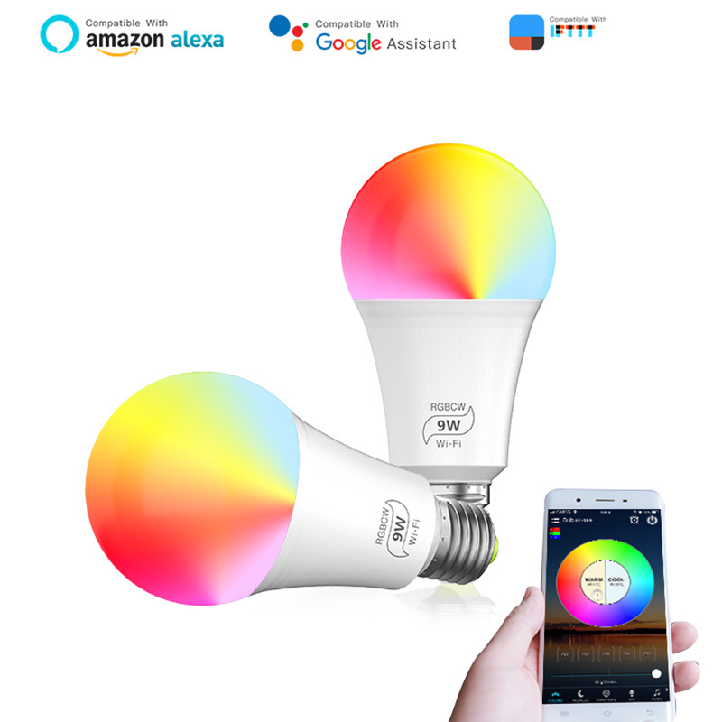 9W E27 E26 B22 Lamp Remote Colourful RGB Light Dimmable Alexa Bombilla Foco Inteligente Wifi Led Smart Bulb light Led