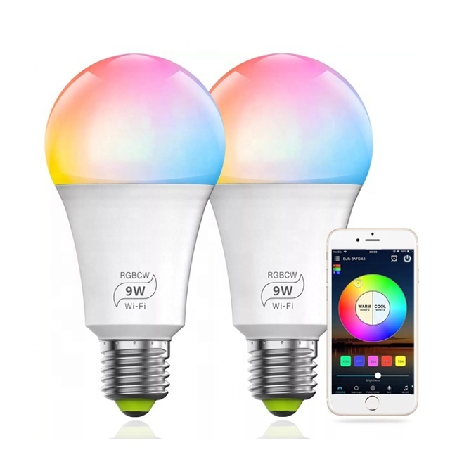 9W E27 E26 B22 Lamp Remote Colourful RGB Light Dimmable Alexa Bombilla Foco Inteligente Wifi Led Smart Bulb light Led