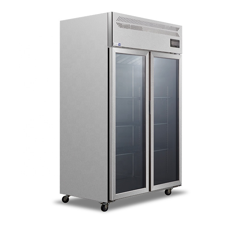 heavy duty stainless steel easy clean reach-in upright style commercial kitchen freezer