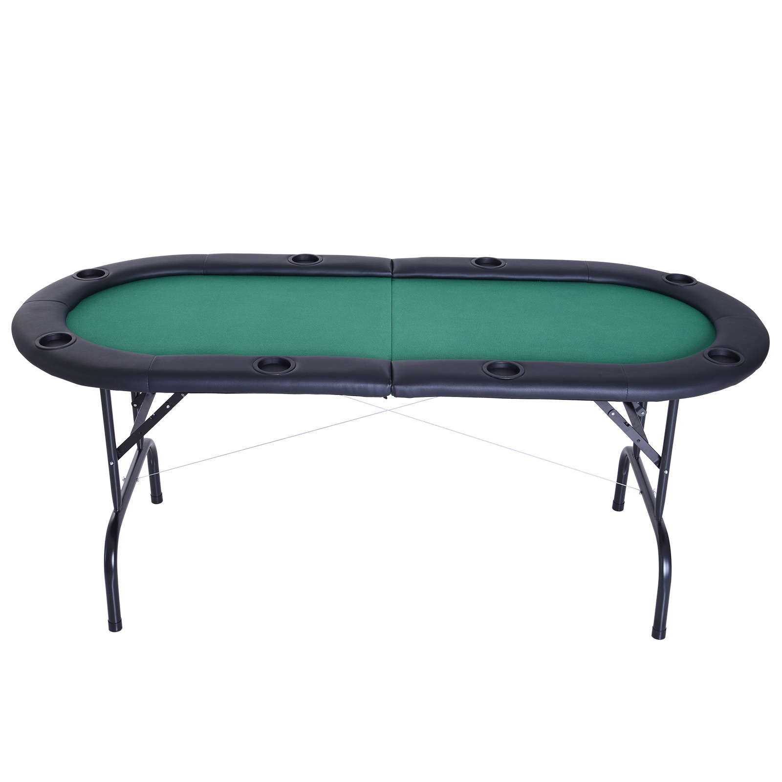 Oval Folding Texas Poker Table 8 Players Blackjack Poker Table with Cup Holder