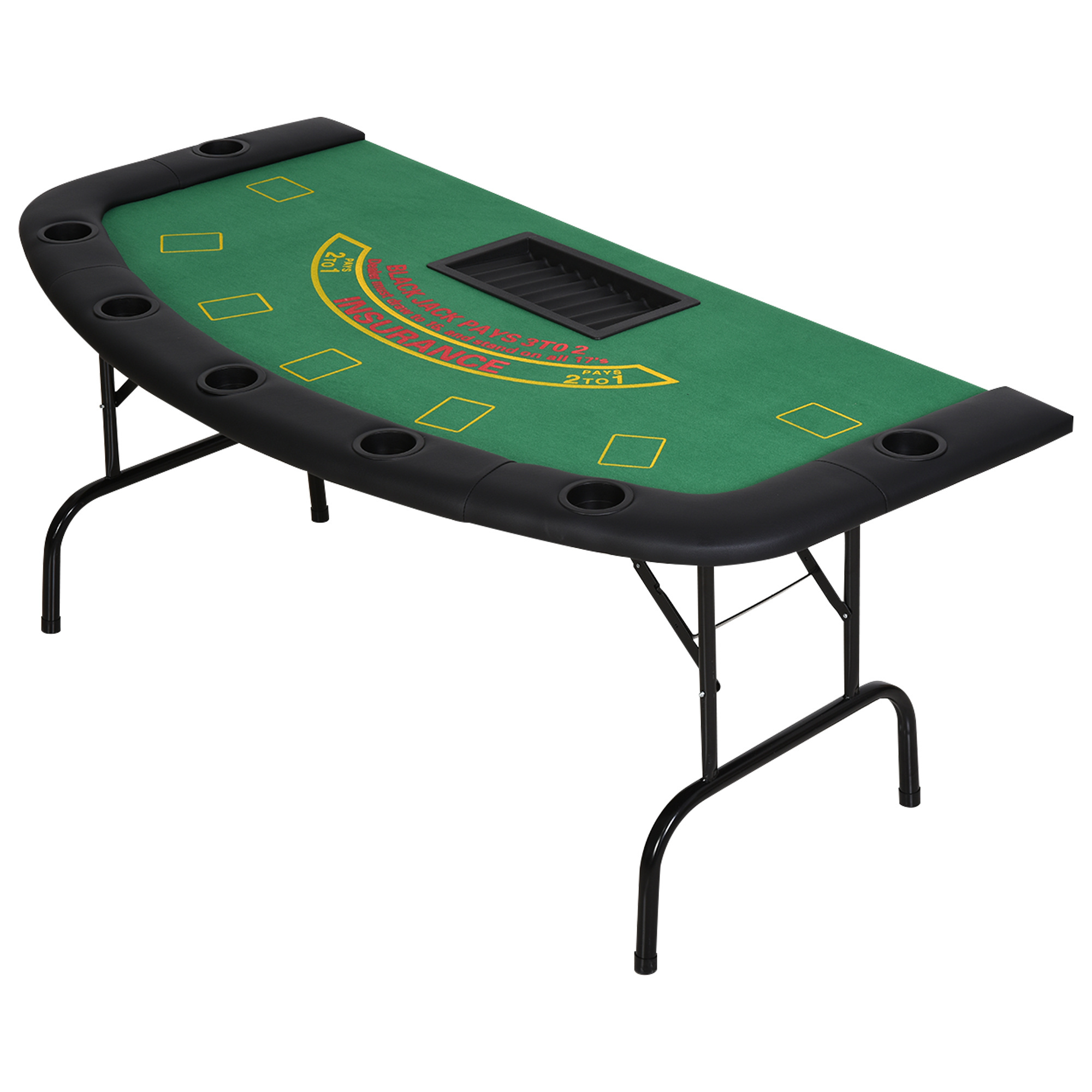 High Quality Texas Hold'em Poker Table 7 Seats Foldable Poker Table with Steel Leg