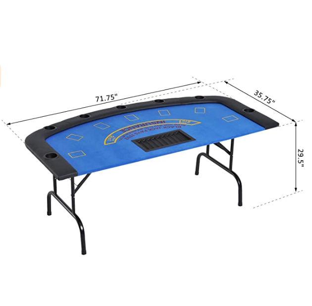 High Quality 7 Players Half Round Foldable Blackjack Poker Table 72 inch Texas Poker Table