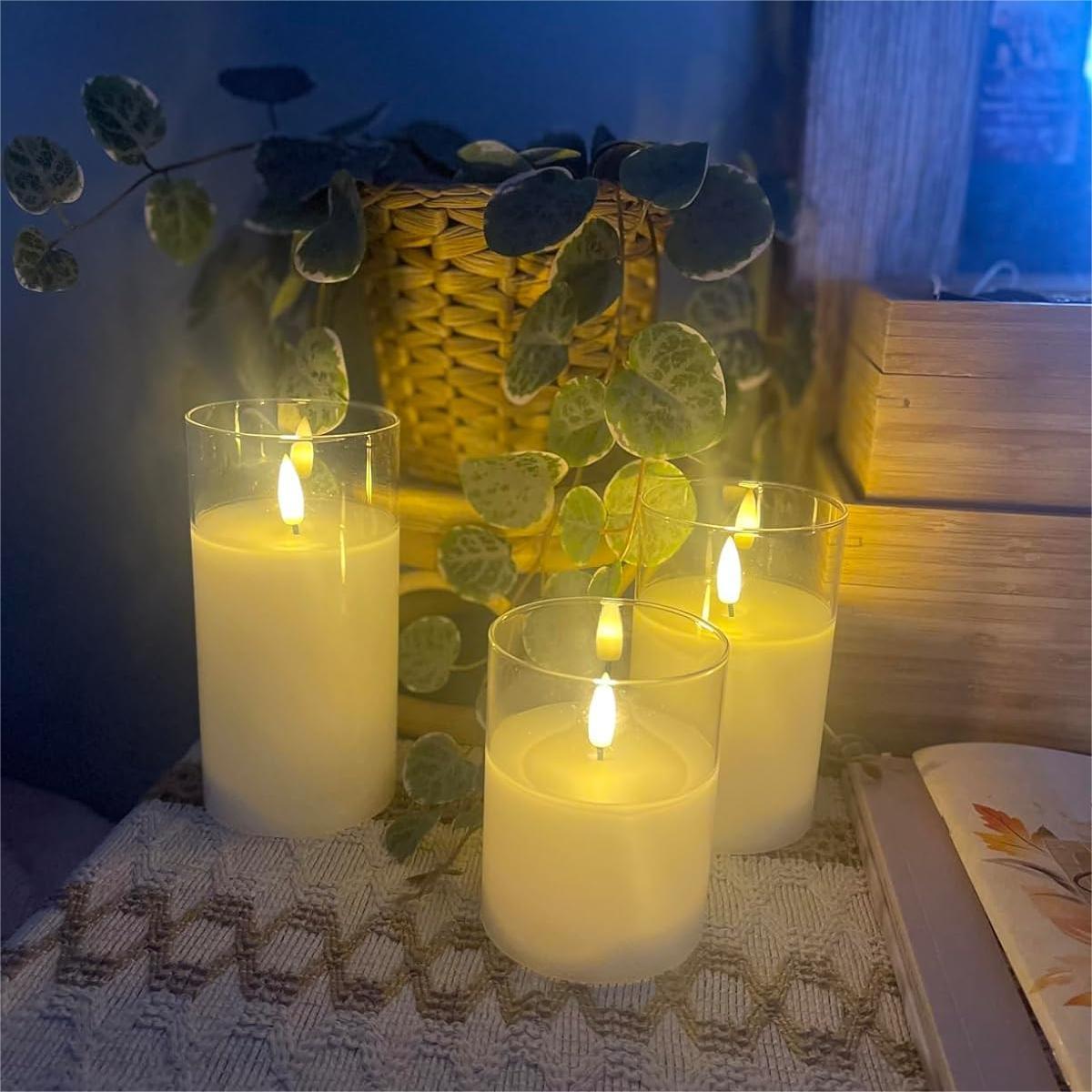 Non-toxic Unscented and No  Fire Flame Real Wax  Glass  Battery Candle safe for Kids