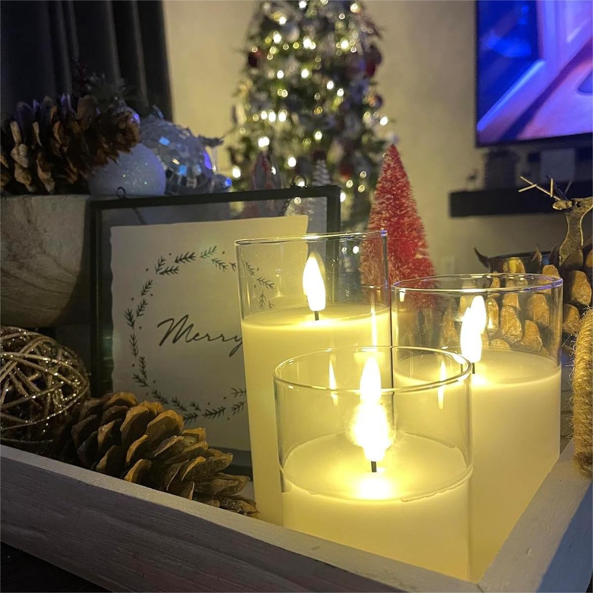 Non-toxic Unscented and No  Fire Flame Real Wax  Glass  Battery Candle safe for Kids