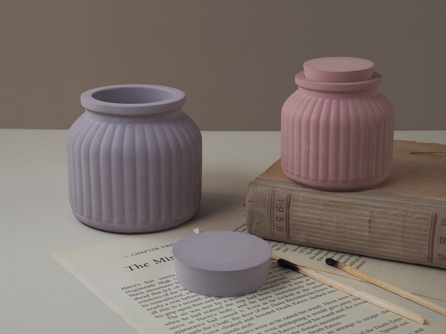 Candle Jar with Lid Silicone Mold, Cement Concrete Candle Vessel Making Moulds, Succulent Plant Resin Pot Making Tool