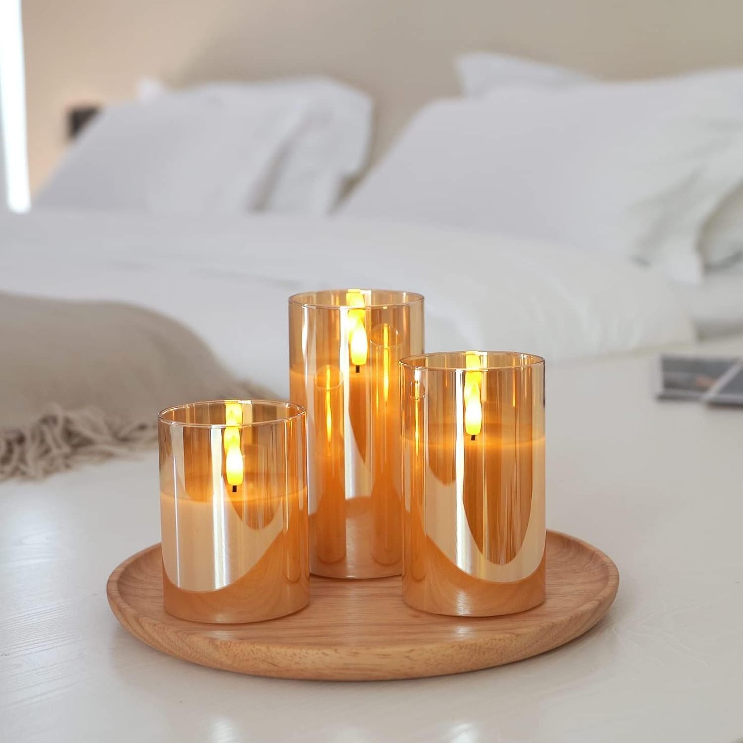 A Magic Glass Flameless Real Wax  Candles with Battery Operated  and Remote Control