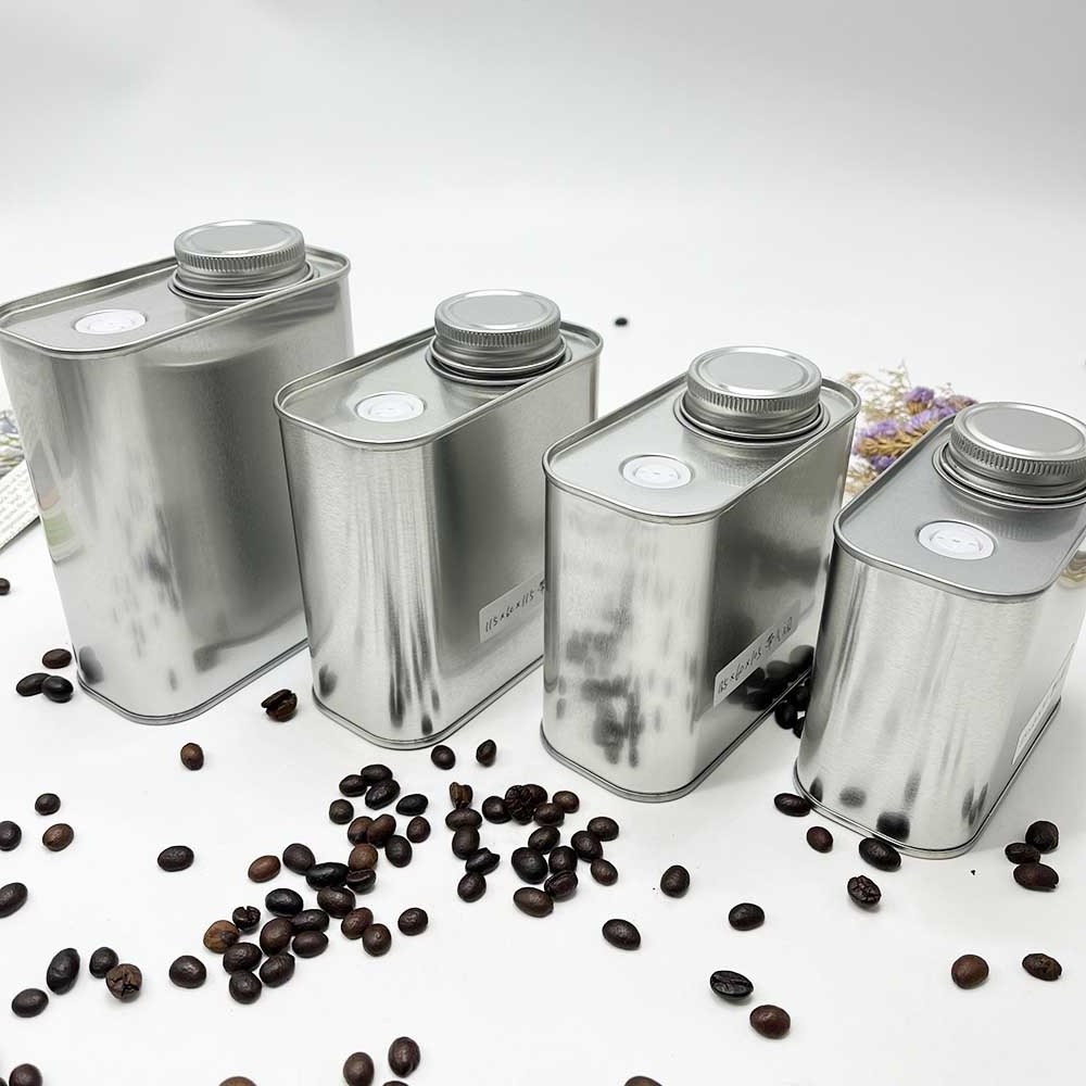 Custom tinplate tin can manufacturer Print tinplate empty Coffee Bean Tea Tin Gift Box metal Can 250g Coffee tin Packaging