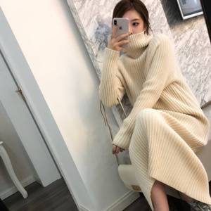 Runwaylover E284 French turtleneck sweater dress for winter lady  new design crochet dress