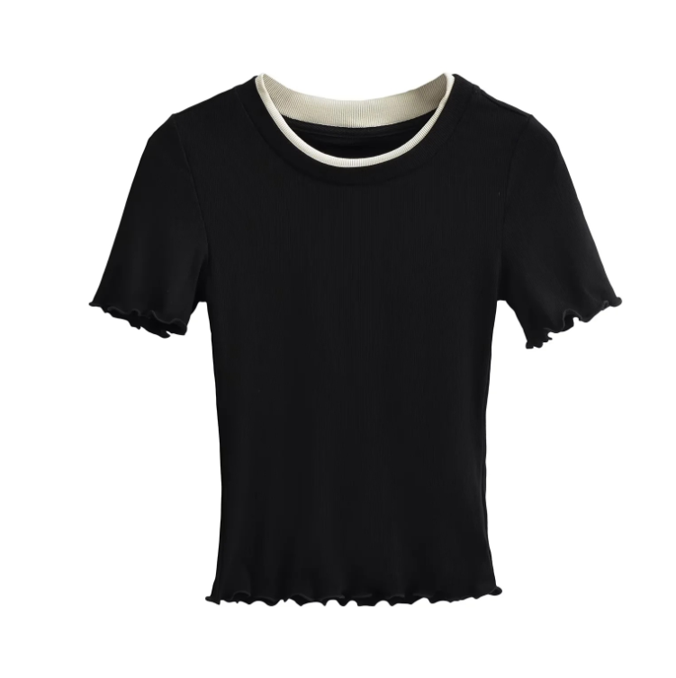 Runwaylover 2667 Short Sleeve Ladies Sexy Falbala T-Shirt