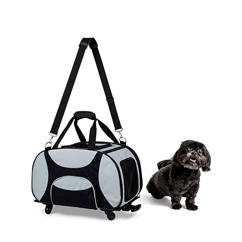 Wholesale Portable Dog Cat With Wheels Trolley Pet Carrier