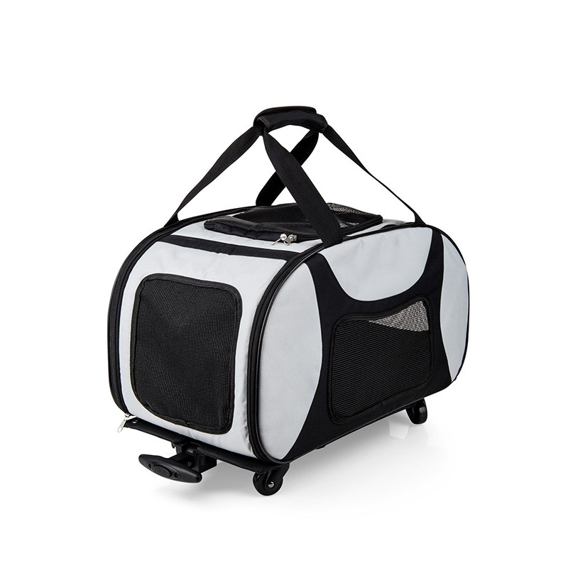 Wholesale Portable Dog Cat With Wheels Trolley Pet Carrier