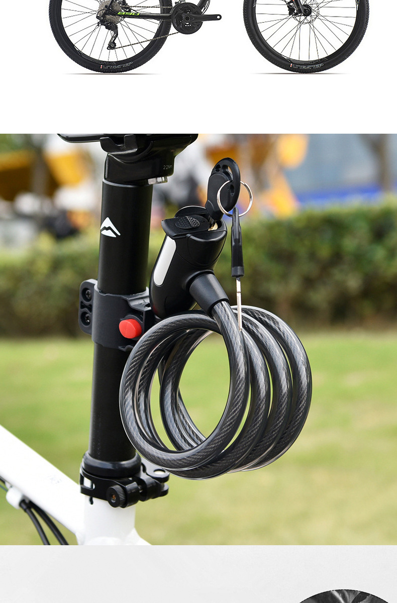 Bike Lock With Bracket Security Key Lock Mountain Bike Electric Bike Extension Cable Lock Security Anti-theft For Bicycle