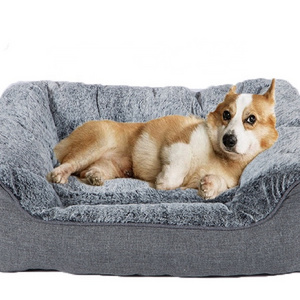 Wholesale Oversized Size XXL Eco Friendly Faux Fur Pet Shared Custom Printed Memory Foam Pet Dog Bed