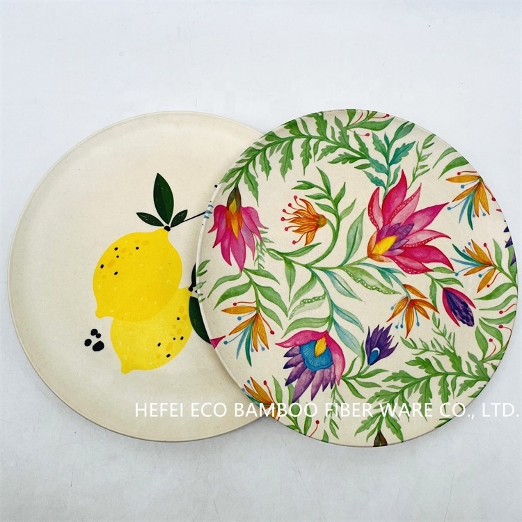 Eco friendly PLA bamboo melamine plates sets bamboo fiber dinnerware set plant based rice husk dishes & plates and bowls set