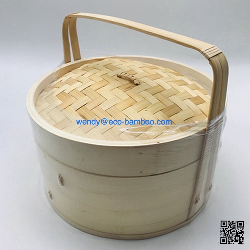 10 inch Bamboo Steamer Chinese Steaming Basket for Cooking Dumplings Meat Fish Vegetables Bao Bun and Rice - Dim Sum Steamer