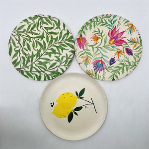 Eco friendly PLA bamboo melamine plates sets bamboo fiber dinnerware set plant based rice husk dishes & plates and bowls set