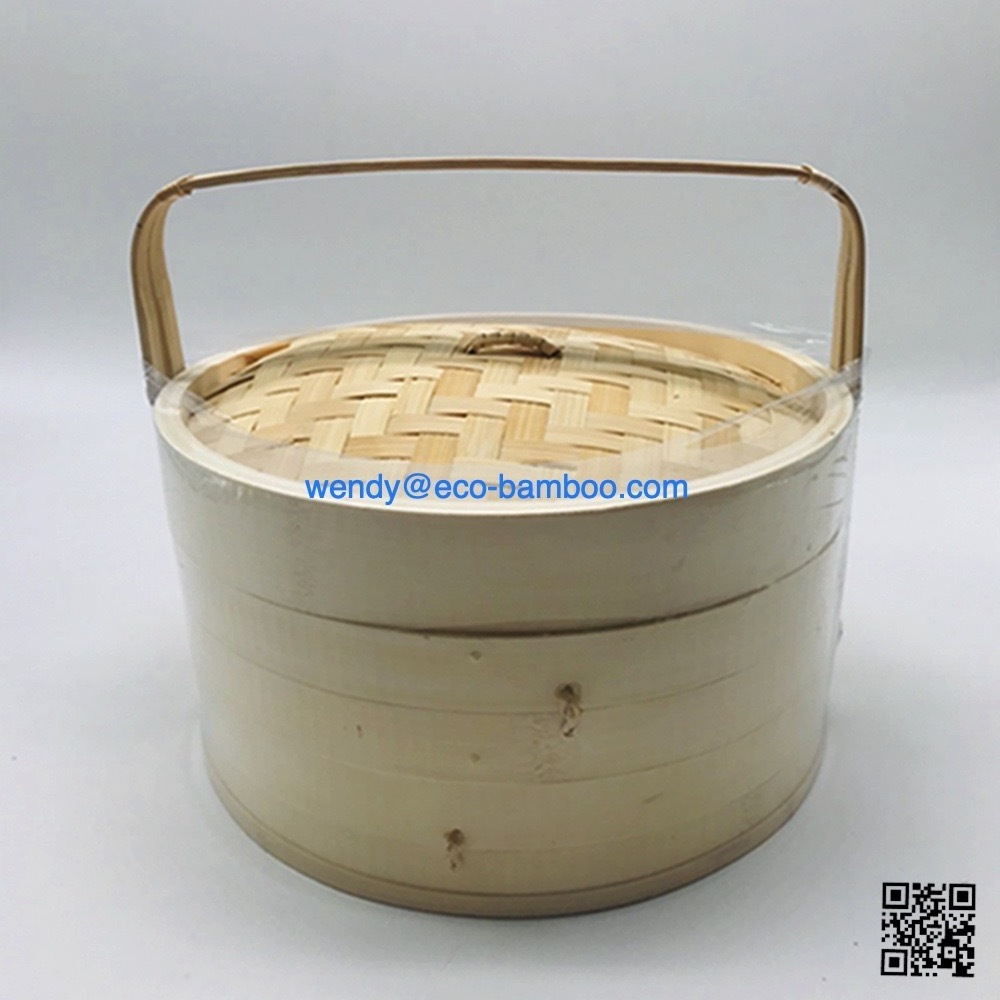 10 inch Bamboo Steamer Chinese Steaming Basket for Cooking Dumplings Meat Fish Vegetables Bao Bun and Rice - Dim Sum Steamer