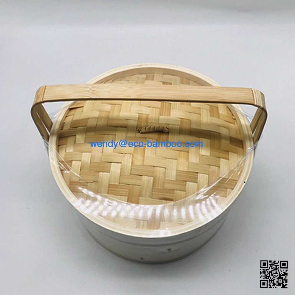 10 inch Bamboo Steamer Chinese Steaming Basket for Cooking Dumplings Meat Fish Vegetables Bao Bun and Rice - Dim Sum Steamer