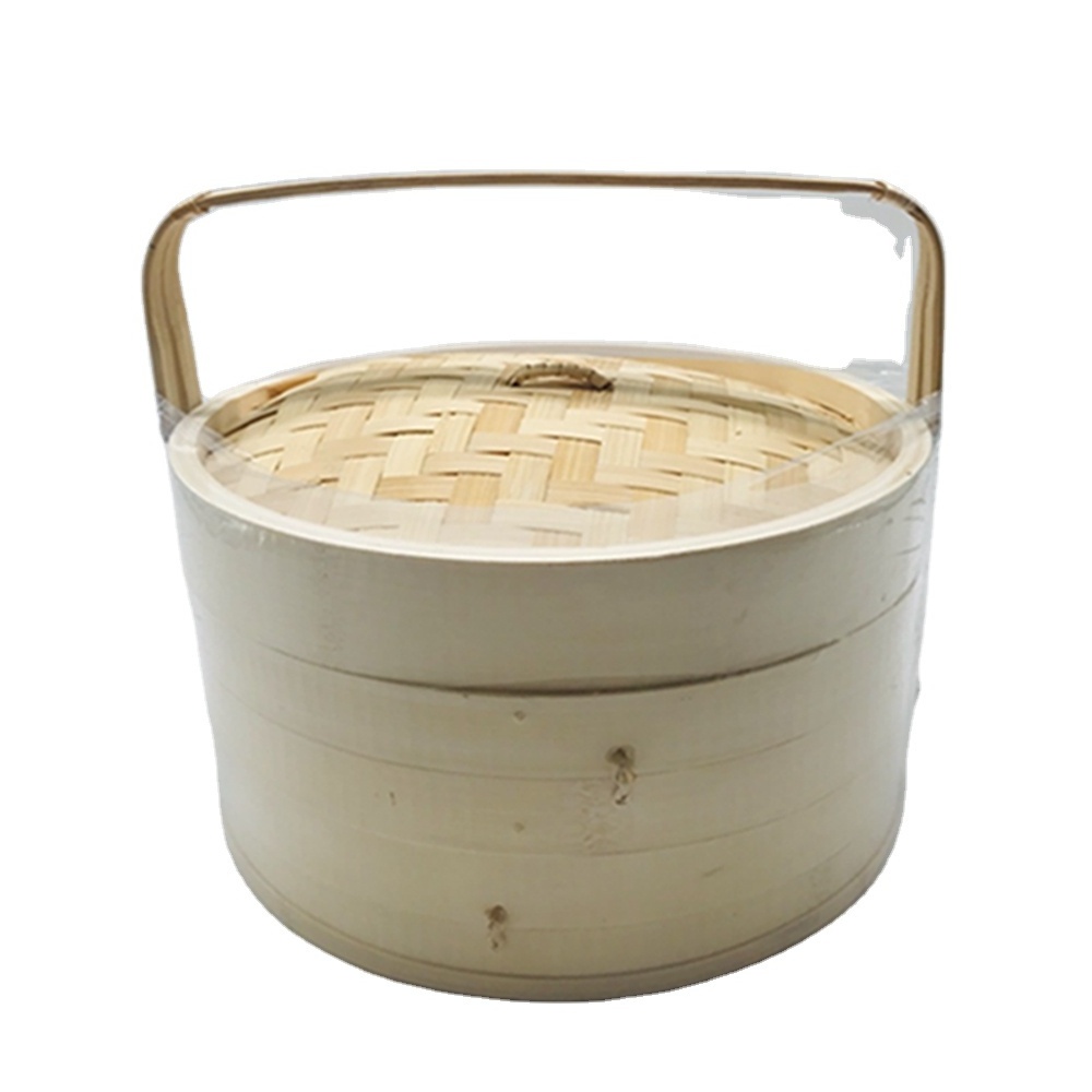 10 inch Bamboo Steamer Chinese Steaming Basket for Cooking Dumplings Meat Fish Vegetables Bao Bun and Rice - Dim Sum Steamer