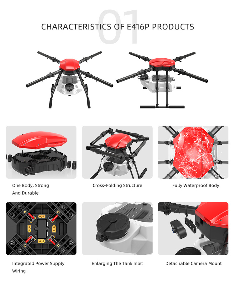 Factory Direct Sale EFT E416P Agricultural Sprayer Drone 16L Tank Quadcopter Assembly Drone Frame Unmanned Aerial Vehicle