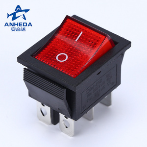 high quality 20a 125v 15a 250v ac 4 pins red kcd4 rocker switch