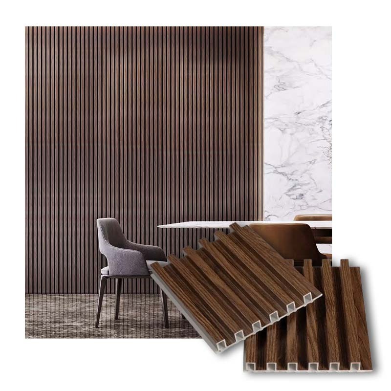 Decorative Wall Cladding Seamless Plastic Wooden Composite Fluted WPC Wall Panel for Interior Decoration