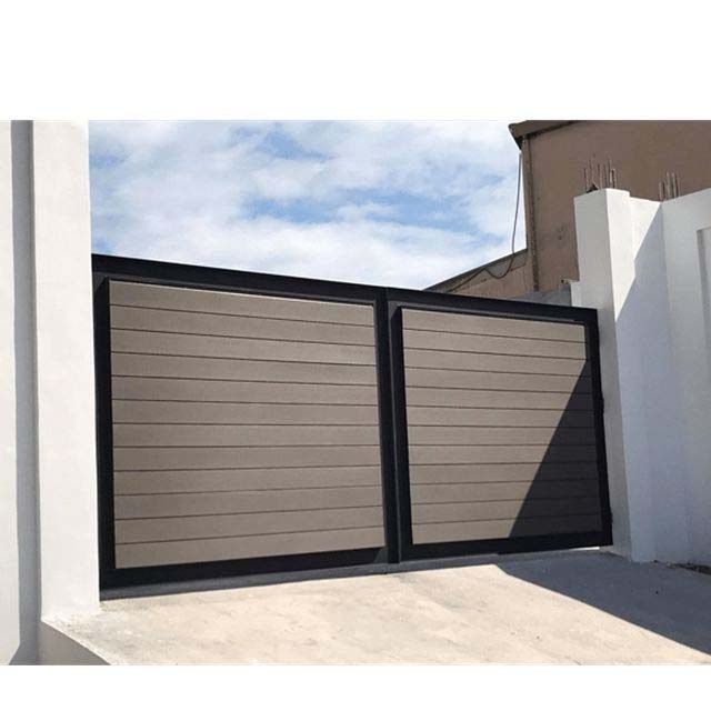 Villa garden waterproof fireproof wood plastic composite wpc fence gate privacy wpc wooden fence door