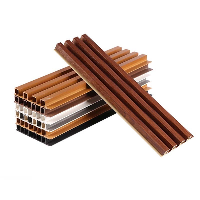 Factory customization Wooden Grain PVC WPC Fluted Wall Panels For Decoration fluted bamboo charcoal for house  outdoor indoor