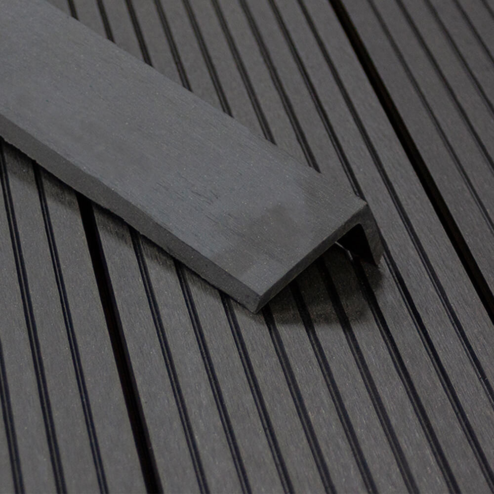 Wood plastic composite edge skirting for wpc decking in L shape for side cover and decorative decking exterior